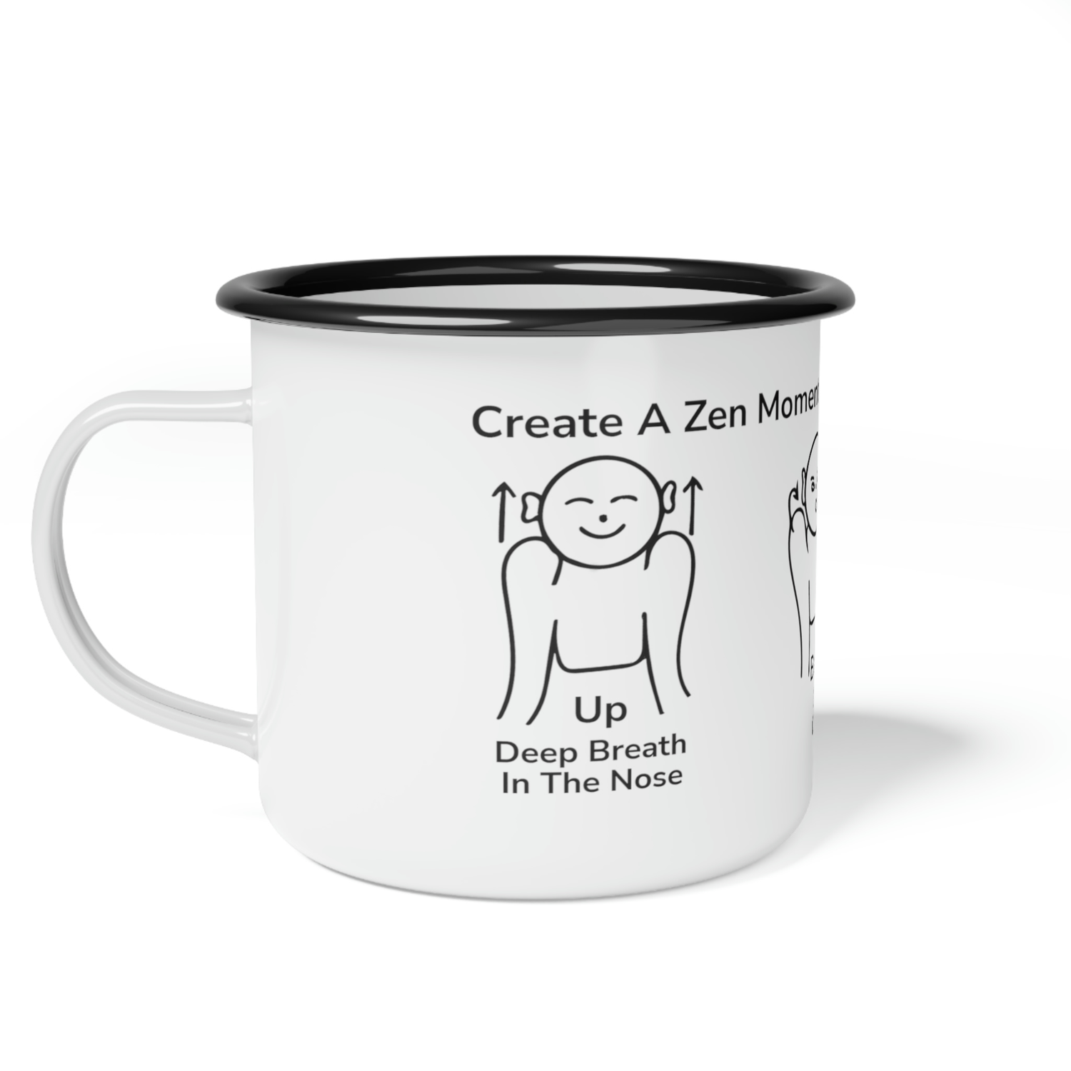 Zen Moment Enamel Camp Mug with a Black Rim