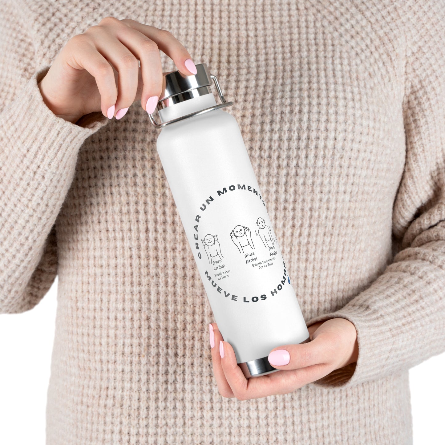 Spanish Language - Shoulder Rolls - Stainless Steel, 22 oz, Vacuum Insulated Water Bottle